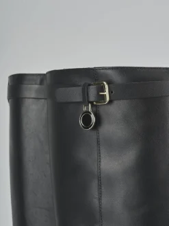 Stivali tacco 2cm pelle nero