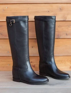 Stivali tacco 2cm pelle nero