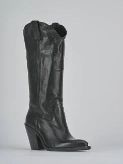 Stivali tacco 7cm pelle nero