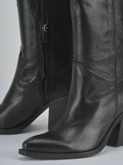 Stivali tacco 7cm pelle nero