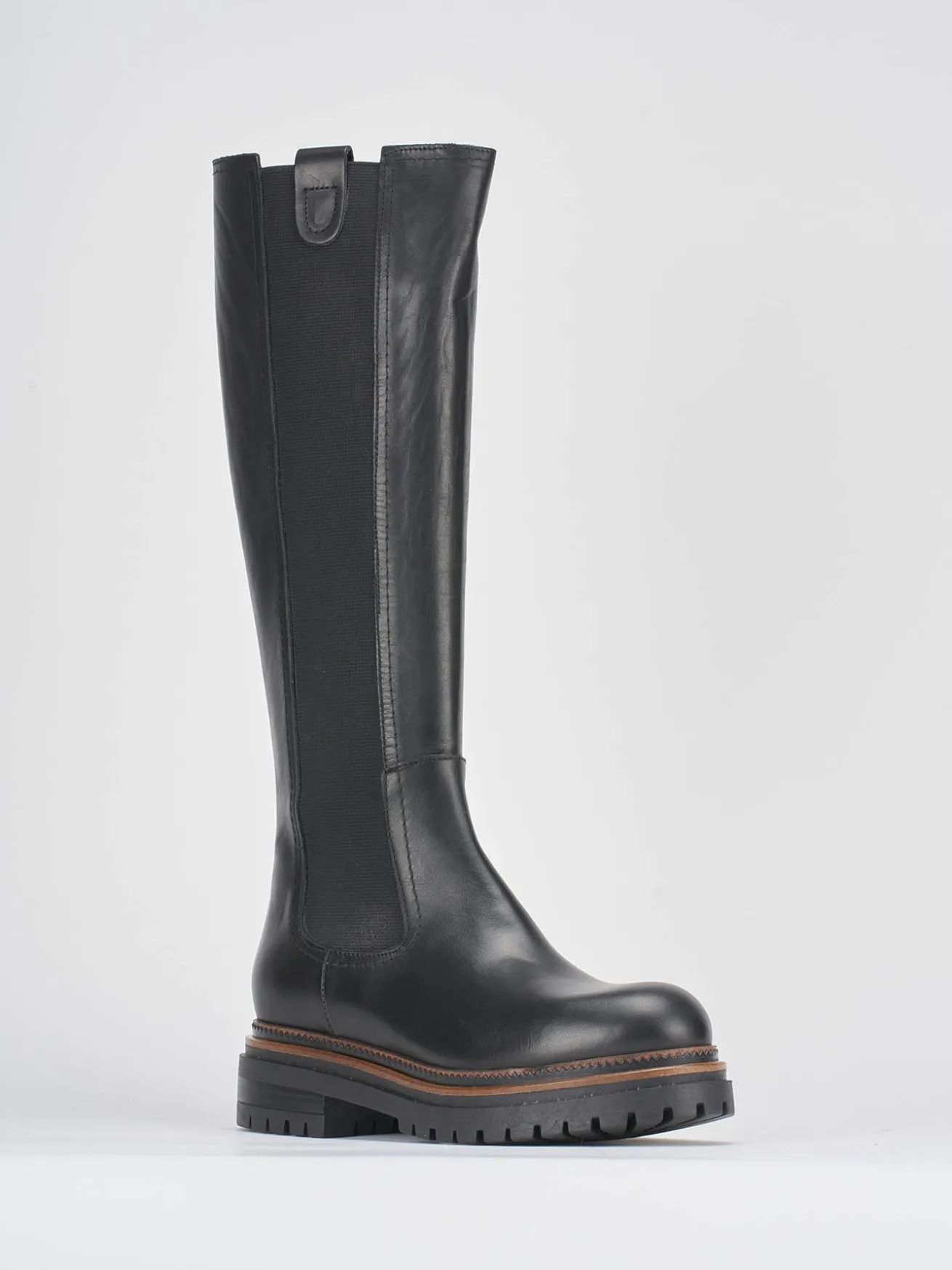 Stivali tacco 2cm pelle nero