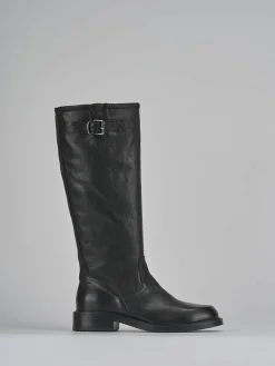 Stivali tacco 2cm pelle nero