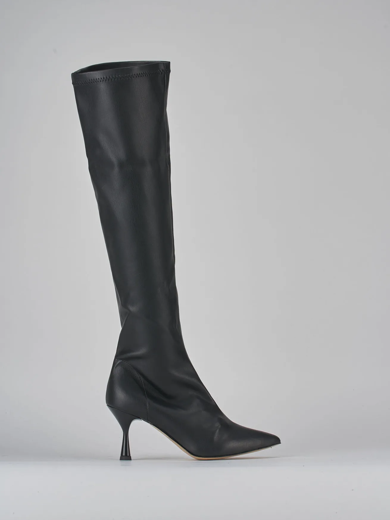 Stivali tacco 7cm pelle nero