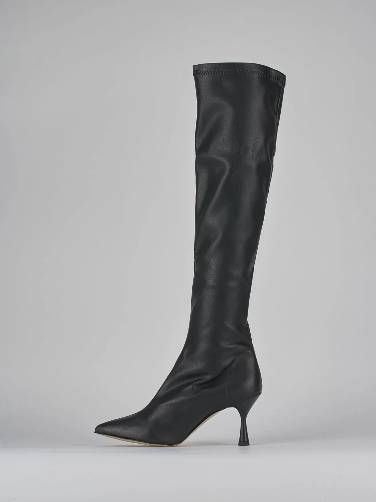 Stivali tacco 7cm pelle nero