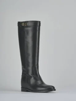 Stivali tacco 2cm pelle nero