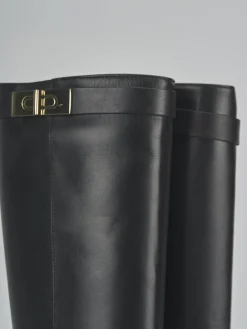 Stivali tacco 2cm pelle nero