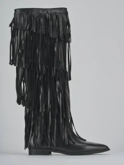 Stivali tacco 2cm pelle nero