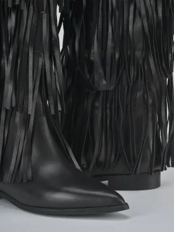 Stivali tacco 2cm pelle nero