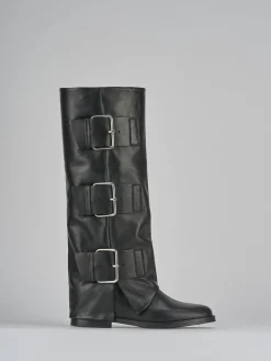 Stivali tacco 2cm pelle nero