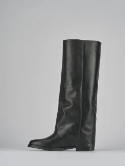 Stivali tacco 2cm pelle nero