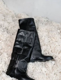 Stivali tacco 2cm pelle nero