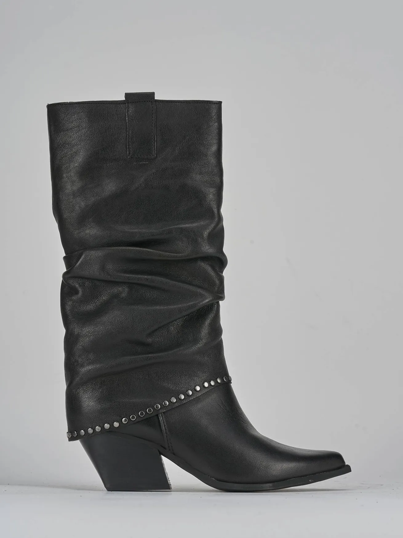 Stivali tacco 8cm pelle nero