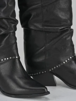 Stivali tacco 8cm pelle nero