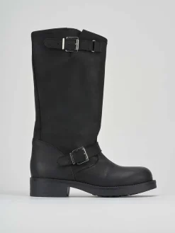 Stivali tacco 1cm pelle nero