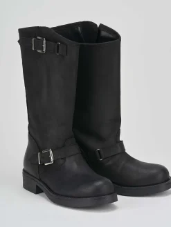 Stivali tacco 1cm pelle nero