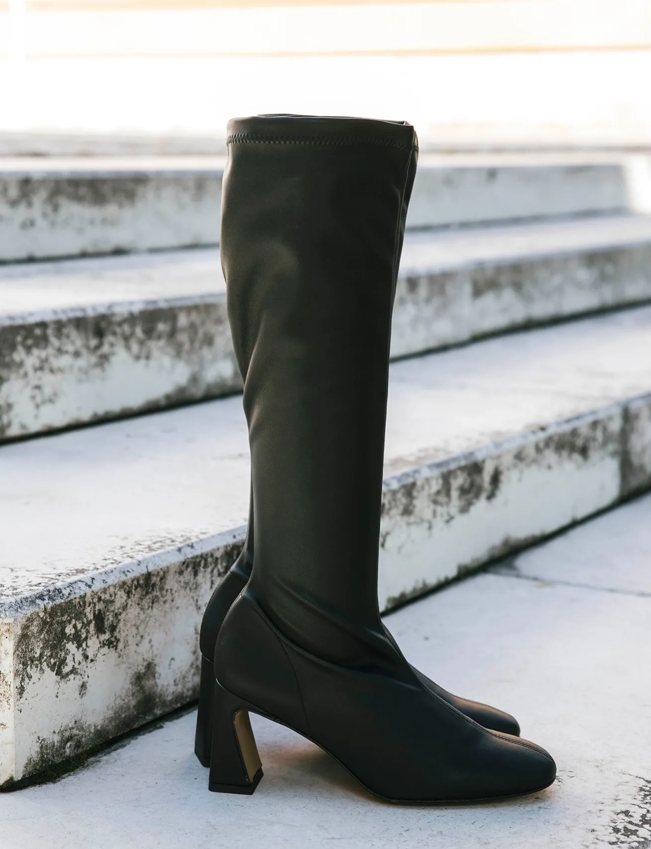 Stivali tacco 9cm pelle nero