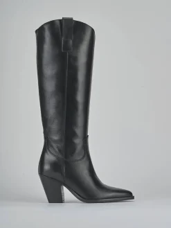 Stivali tacco 8cm pelle nero