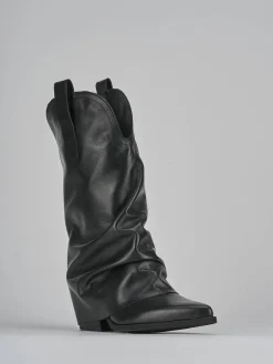 Stivali tacco 5cm pelle nero