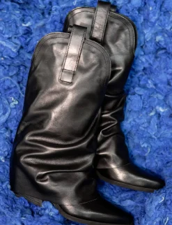 Stivali tacco 5cm pelle nero