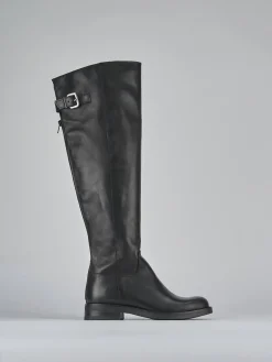 Stivali tacco 1cm pelle nero