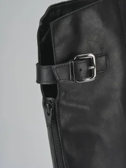 Stivali tacco 1cm pelle nero