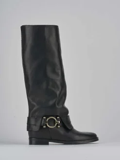 Stivali tacco 2cm pelle nero