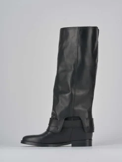 Stivali tacco 2cm pelle nero