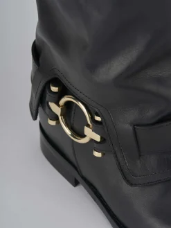 Stivali tacco 2cm pelle nero