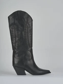 Stivali tacco 6cm pelle nero