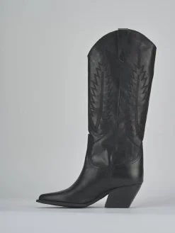 Stivali tacco 6cm pelle nero