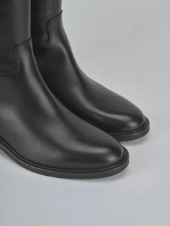 Stivali tacco 3cm pelle nero