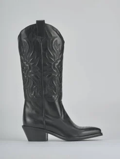 Stivali tacco 4cm pelle nero