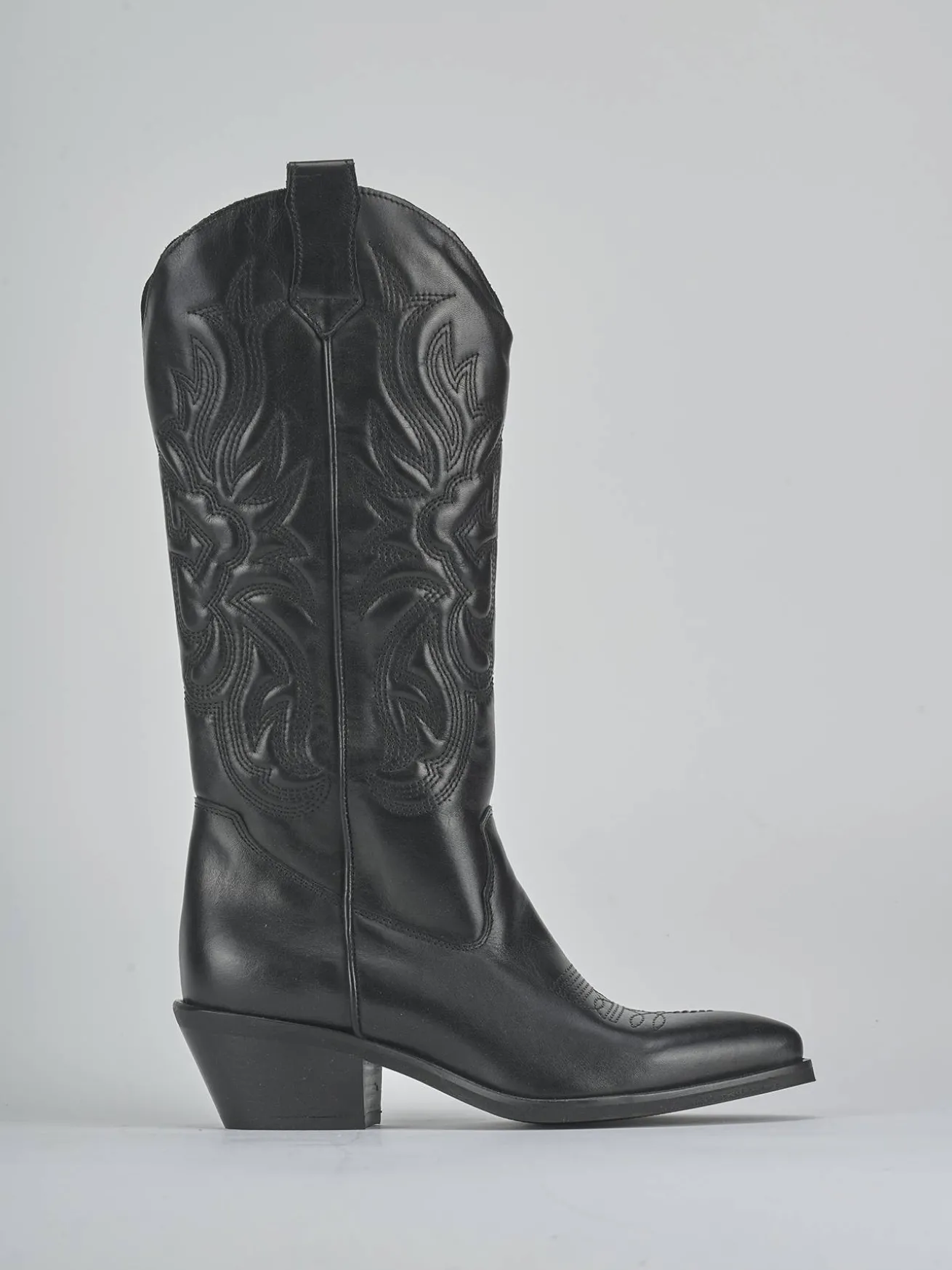 Stivali tacco 4cm pelle nero