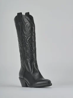 Stivali tacco 4cm pelle nero