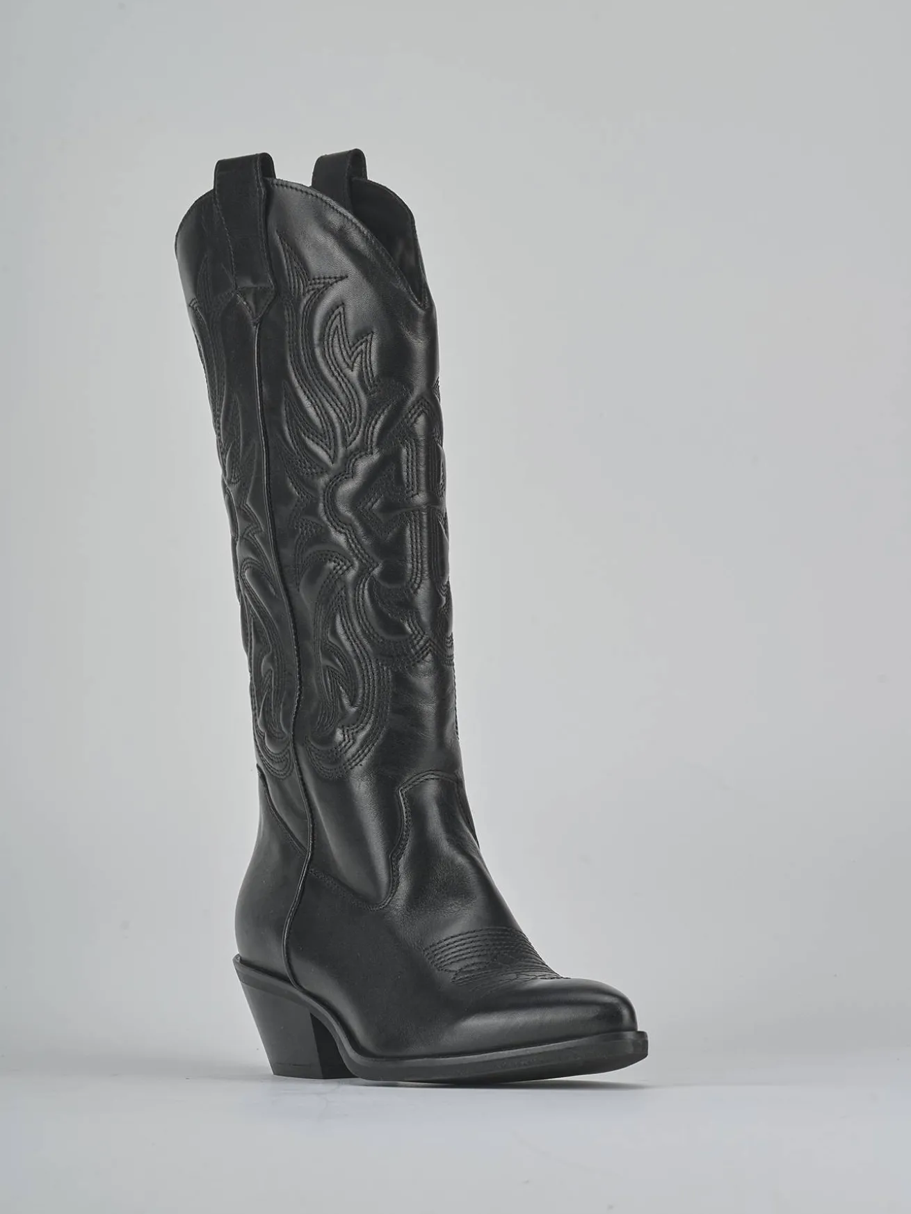 Stivali tacco 4cm pelle nero