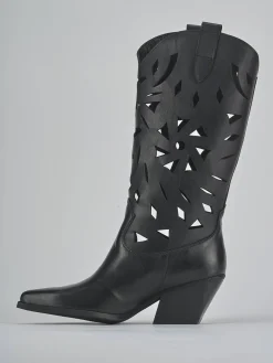 Stivali tacco 6cm pelle nero