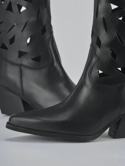 Stivali tacco 6cm pelle nero