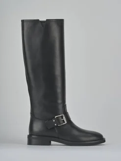 Stivali tacco 2cm pelle nero