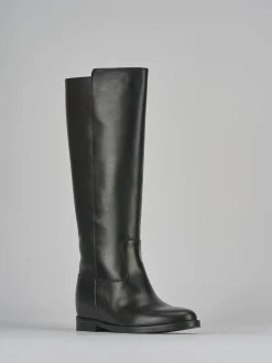 Stivali tacco 2cm pelle nero