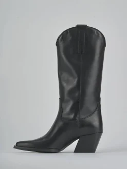 Stivali tacco 6cm pelle nero