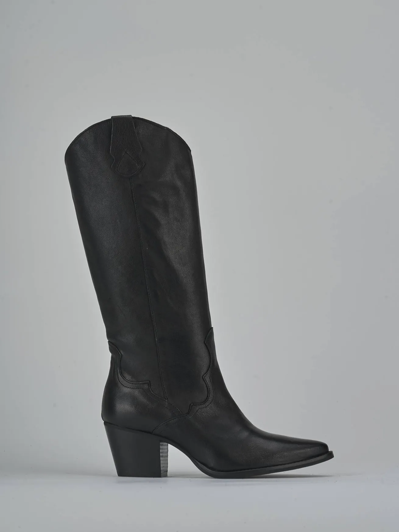 Stivali tacco 6cm pelle nero