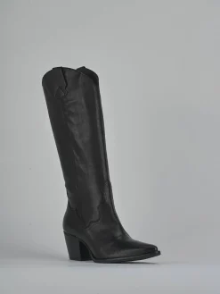 Stivali tacco 6cm pelle nero