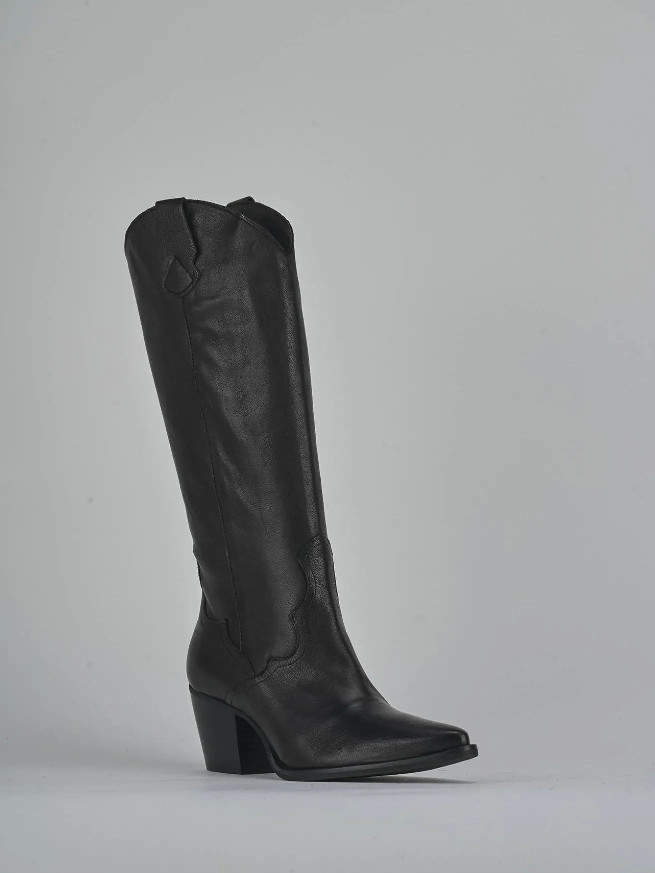 Stivali tacco 6cm pelle nero