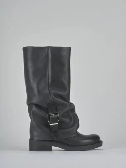 Stivali tacco 3cm pelle nero