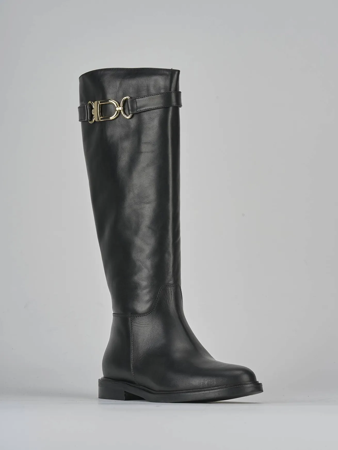 Stivali tacco 2cm pelle nero