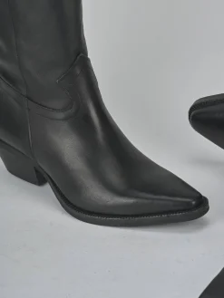 Stivali tacco 4cm pelle nero