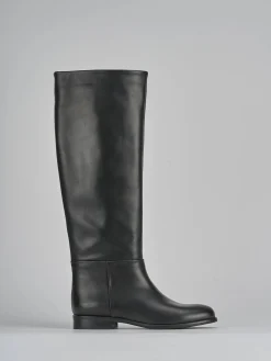 Stivali tacco 2cm pelle nero