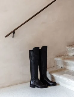 Stivali tacco 2cm pelle nero