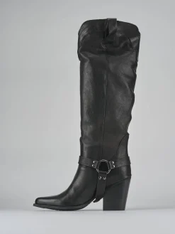 Stivali tacco 7cm pelle nero