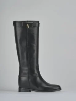 Stivali tacco 2cm pelle nero